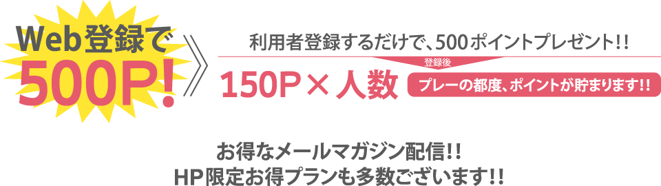 利用者登録するだけで、500ポイントプレゼント